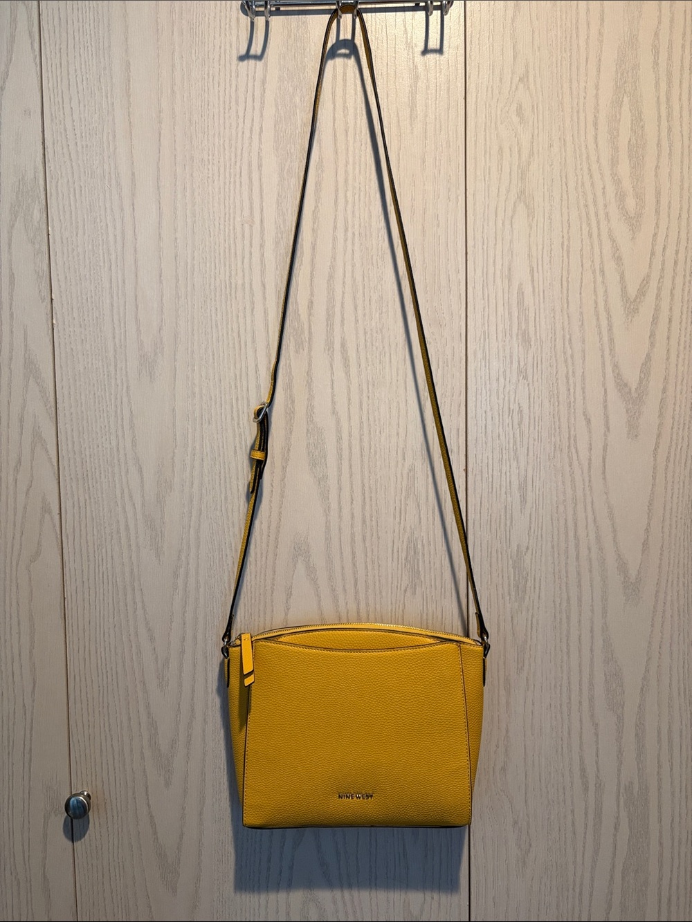 Nine West Mustard Yellow Pebbled Crossbody NWOT